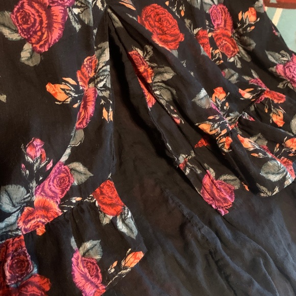 Patrons of Peace black,red,pink small floral print flowing cotton dress. - Picture 4 of 11